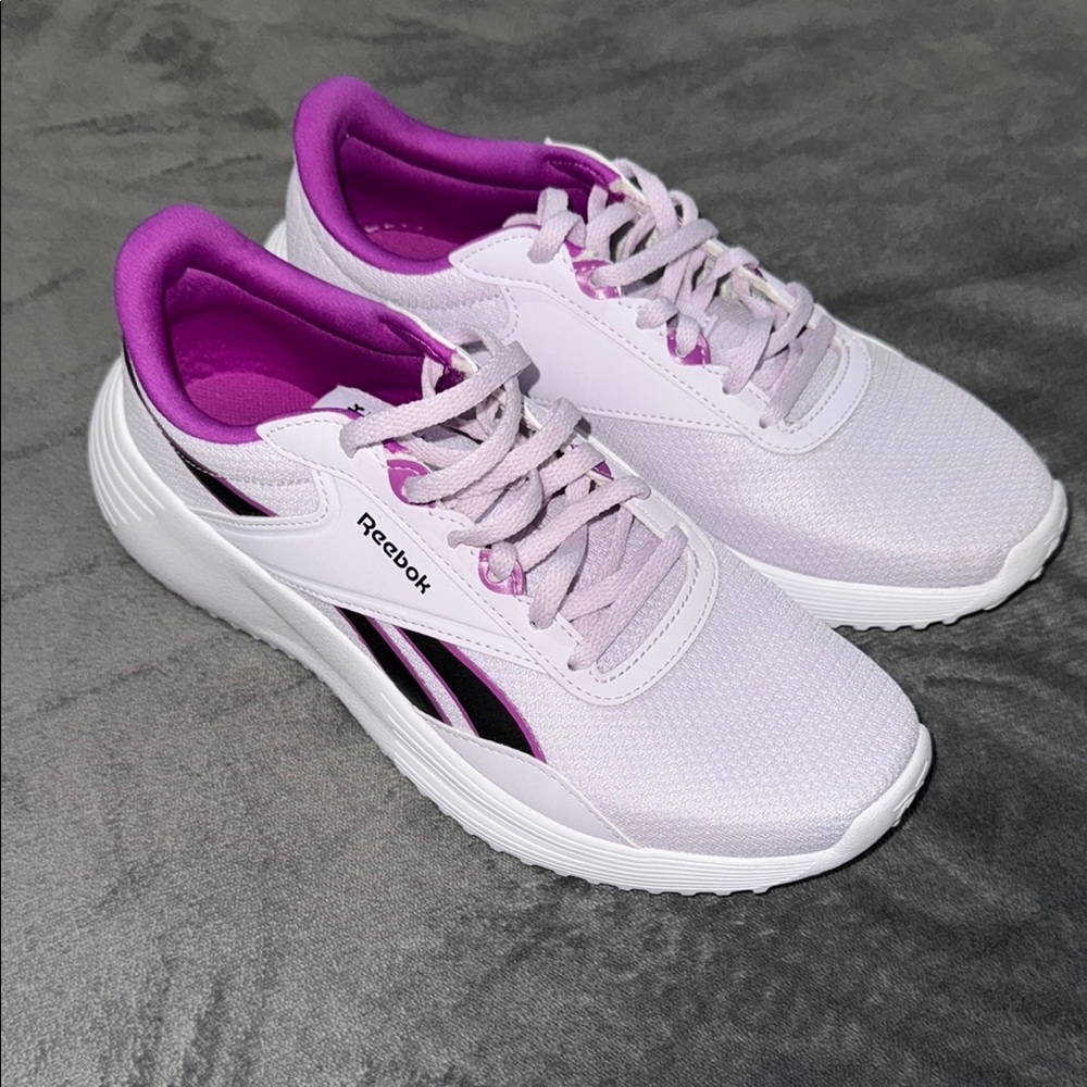 New Reebok White and Purple Performance Sneakers
